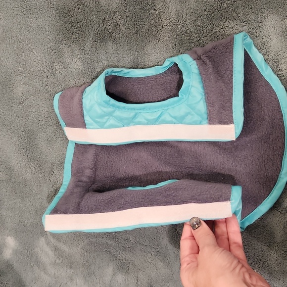 Cozy Turquoise and Gray Fleece Dog Vest Size S! - Picture 5 of 6